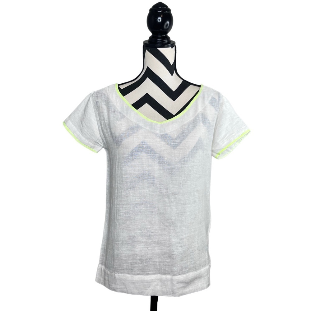 Lemlem Lila Sz S Short-Sleeve Cotton Blend Neon Tee